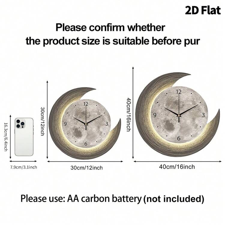 1 pieza Reloj de pared decorativo planeta 2D de 12"/16", movimiento de cuarzo súper silencioso sin sonido de tic-tac, adecuado para habitación, hogar, sala de estar, dormitorio, aula, cocina, decoración de oficina - Multicolor - Añade 7