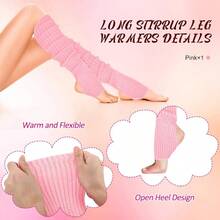 Long Leg Warmers Women 24 Inch Over Knee Knit Ribbed Leg Warmer Stirrup Yoga 80s Party Dance Ballet Supply - 均碼 + 粉紅色 + 1 - 查看 3