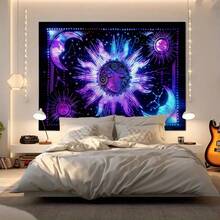 1pc Tarot Sun & Moon Deity Pattern Printed Tapestry, Modern Style Polyester Square Decorative Wall Hanging Suitable For Living Room & Bedroom - Multicolor - View 7