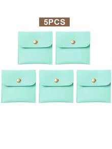 5pcs White Pink Leather Jewelry Pouches With Snap Closure Jewelry Storage Bag, Jewelry Organization Bag, Travel Partner, Necklace Organization Bag - Jewelry Storage Bag - View 10