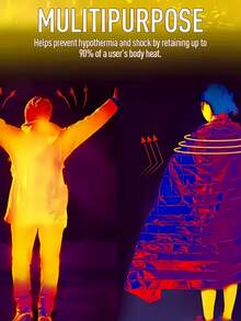 Lightweight Outdoor Camping Thermal Emergency Blanket Waterproof Windproof Survival Blanket Effective For Retaining Body Heat Reflective For High Visibility Suitable For Camping Hiking Trekking Mountaineering Survival All-Season For Men Women Outdoor Enthusiasts Camping Essential Gear Survival Gear - Multicolor - View 9