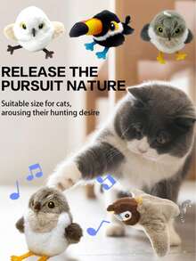 USB aufladbares interaktives Katzenspielzeug - zwitschernder flatternder Vogel (nicht fliegend), Indoor fliegender Vogel Katzenspielzeug, Haustierzubehör, elektrisches interaktives Plüschvogel-Haustierspielzeug [Interaktives Haustierspielzeug] USB aufladbares interaktives elektrisches Plüschvogel-Katzenspielzeug mit Zwitscherton, Lithium-Polymer-Akku, geeignet für alle Rassen und Größen, Haustier-Spiel- und Bewegungszubehör - Verschiedenfarbig - Übersicht 12