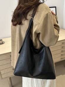 Fashionable Large Capacity Shoulder Tote Bag For Women, Design - Black - View 7