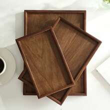 Black Walnut Wood Tray Rectangular Japanese-Style Solid Wood Tea Tray Dessert & Fruit Plate Home Breakfast Tray Wooden Tableware - A1 - View 11