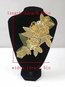 1件/包，14种颜色可选，新款串珠刺绣多色管珠、水晶亮片、水钻刺绣贴花，适用于DIY服装、婚纱配饰，长度：22厘米/8.66英寸，宽度：13厘米/5.5英寸 - 彩色 - 查看 22