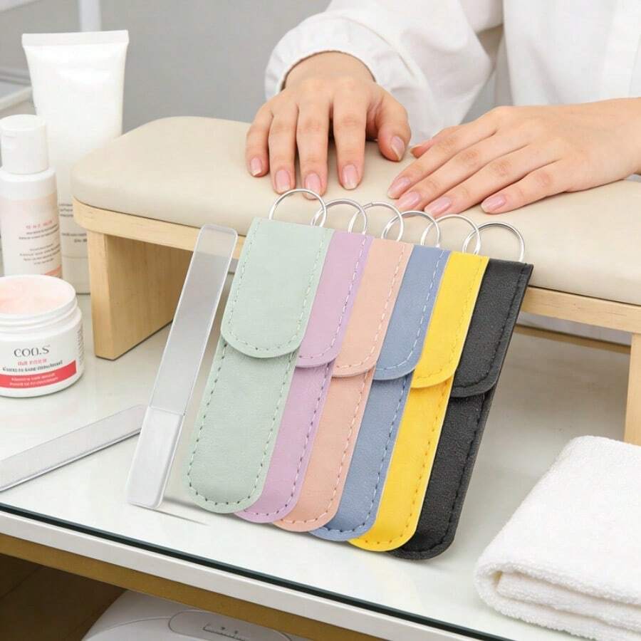 1 Set Double-Sided Glass Nail File & Storage Bag, Reusable Crystal Carving & Buffing Stick, Dead Skin Remover & Polishing Strips, Washable Nail Surface Repair Pen, Nail Shaping & Glossing File - Multicolor - View 1