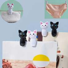 4pcs Cat-Shaped Food Storage Bag Clips - Airtight Sealing Kitchen Organizers With Black & White Tabby Cats (Brown/Blue Eyes), Pink Bows & Plain White - Plastic Bag Clips For, Snacks, Pantry, Lunchbox - Cute Multifunctional Cat Design, Bag Clips For Food, Snack Clips, Clips For Food Bags, Food Clips, Food Clips For Bags, Sealing Clips, Sealing Clip, Food Clip, Seal Clips, Food Storage Clips