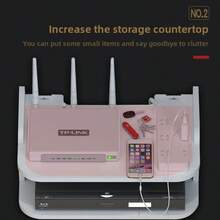 1个壁挂式路由器及WiFi设备整理架 - 适用于调制解调器、机顶盒及电视配件的线缆管理支架 | 节省空间的装饰性收纳设计，通风透气 | 无需钻孔安装，打造整洁的家居/办公环境，实用收纳神器 - 彩色 - 查看 11
