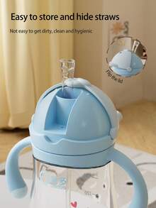 1pc 240ml Cute Cartoon Design Children's Cup, Adorable Baby Training Cup, High-Quality Leak-Proof & Anti-Drop Material, With Comfortable Handle & Weighted Ball, Suitable For Babies 6 Months+, Home, Outdoor, Kindergarten Use, Holiday Gift - 汪先生藍色 - 查看 4