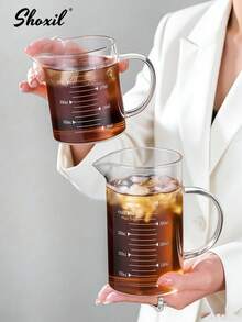 shoxil 1pc High Borosilicate Glass Coffee Cup Measuring Cup Glass With Handle Graduated Cup Coffee Milk Juice Measuring Cup Transparent Glass - Coffee Measuring Cup - View 12