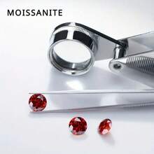 1颗6.5毫米圆形明亮式切割红色莫桑石裸石 - 鲜艳红色，适合珠宝制作、DIY、节日礼物