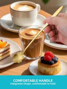4/8 مجموعة من ملاعق القهوة والحلويات من الفولاذ المقاوم للصدأ، ملاعق على شكل ورقة، ملاعق تقليب القهوة الذهبية، ملاعق متعددة الاستخدامات للكيك والحلويات، ملاعق شاي، ملاعق خلط، طويلة/قصيرة المقبض، سهلة التنظيف، قابلة لإعادة الاستخدام، مناسبة للقهوة والحلويات والمشروبات والكيك والآيس كريم واللبن، مثالية للاستخدام المنزلي والمطاعم والبارات والحفلات والأعراس وعيد الحب والمناسبات، وكذلك رائعة كلوازم مدرسية - الذهبي - مشاهدة 5