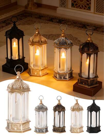斋月灯笼灯，内置LED蜡烛，开斋节主题装饰灯，适用于客厅、卧室、花园、露台、派对、餐桌