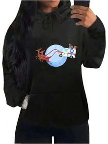 Postal Worker Christmas Mail Truck Funny Mailman Gift Pullover Hoodie - Comfort Meets Style - Best Gifts For Men Women Dad Mom Sister Brother Friends,Fall Hoodies,Men's Fall Clothes,Street Wear,Halloween,Mens Hoodies,Y2k Clothes,Jesus Hoodie,Thanksgiving Day,Nightmare Before Christmas,Christmas - 黑色 - 查看 1