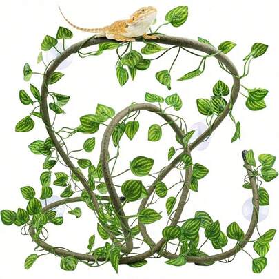 10pcs Reptile Vines, Flexible Jungle Climbing Decor, Long Creeper Habitat Suitable For Climbing, Snakes, Chameleons, Lizards, Geckos (Thin Vines)