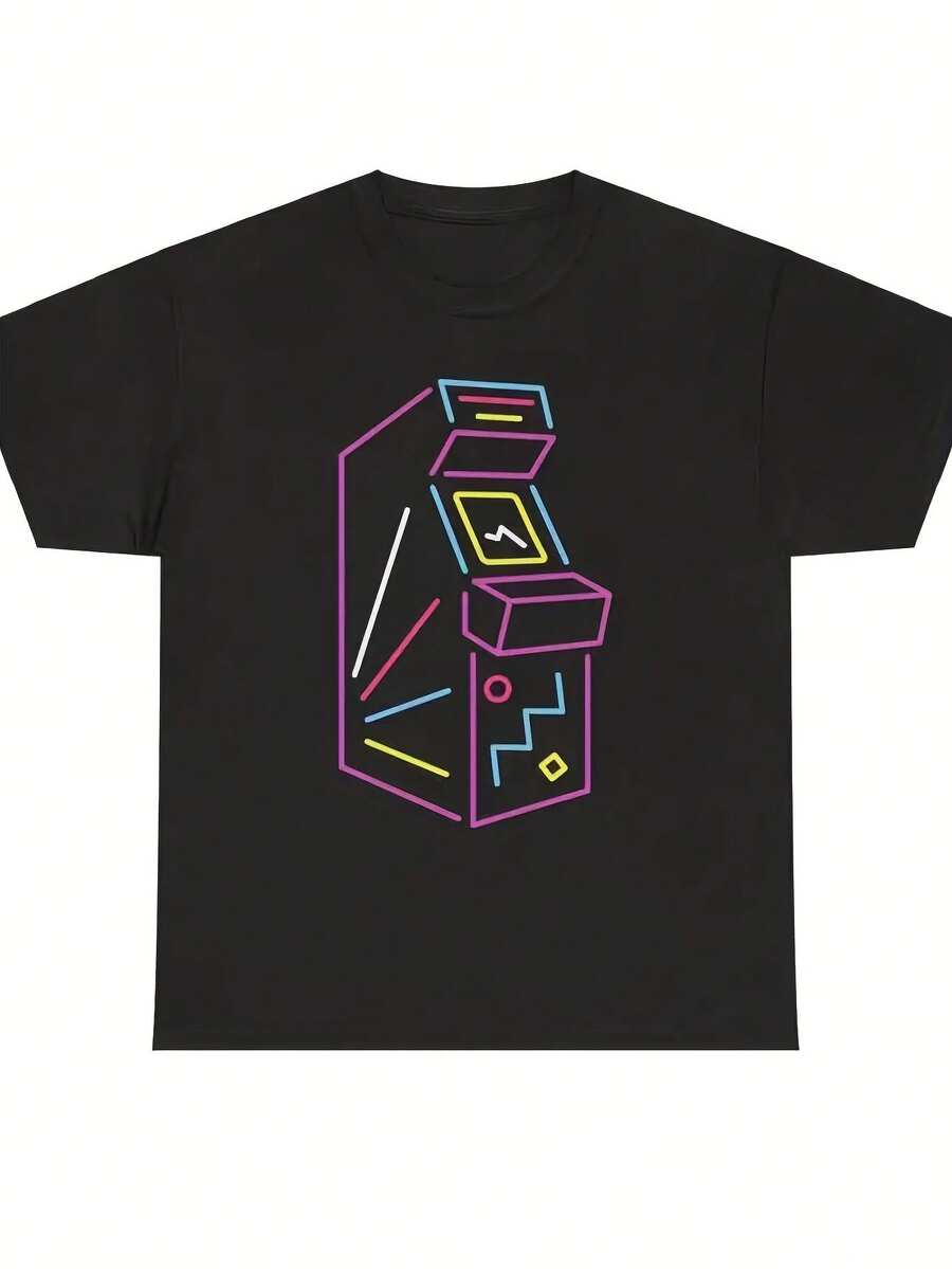 Camiseta Neon Arcade Dreams con estética retro de videojuegos de los años 80 y 90, colores vaporwave - Negro 11 - Ver 1