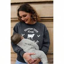 - Sudaderas de lactancia para mujer, con cierre oculta, para maternidad, manga larga, ropa casual - Gris + 2XL - Ver 5