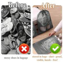 Portable Shoe Bag, Dust-Proof Shoe Storage Bag, Universal Travel Shoe Bag For Men And Women, Drawstring Shoe Pouch, Storage Cloth Bag (Random Color) - Multicolor - View 3