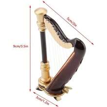 Arpa en Miniatura de Madera, Modelo de Rplica Decorativa con Caja, Instrumento Musical para Decoracin de Casa y Caf - Negro - Ver 3