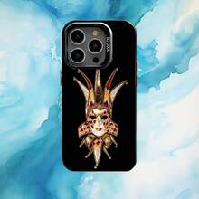 Funda de Teléfono de Mascarada Veneciana para 17, 16, 15, 14, 13, 12, 11 Plus, Pro Max, Color Negro con Interior Plateado - z7 - Ver 2