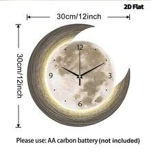 1个12英寸/16英寸2D创意星球装饰挂钟，超静音石英机芯，无滴答声，适用于房间、家居、客厅、卧室、教室、厨房、办公室装饰