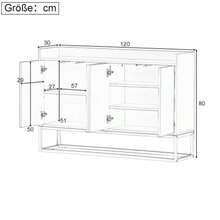 Modern Minimalist Sideboard, 4-Door Handleless Buffet For Dining Room, Living Room, Kitchen (White) - 藏蓝色 - 查看 3