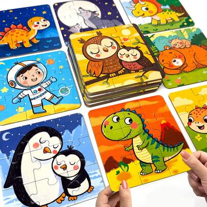 36pcs Arabic Language Puzzles With Space, Dinosaur, Transportation, Animal Family Themes, Challenge Thinking, Inspire Creativity, Educational & Entertaining Toy - Perfect Gift For Kids