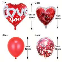 9个/套 LOVE气球套装，26英寸3D爱心气球簇，适用于情人节派对装饰 - 彩色 - 查看 5