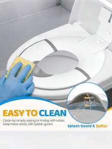 1pc Foldable Children Toilet Training Seat With Suction Cup, Suitable For Travel, Also Fit For Adult Toilet | Sturdy Suction, Adjustable Length | Anti-Slip & Splash Guard, Easy To Clean, White