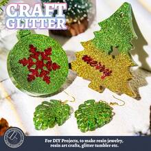 80g/2.85oz Holographic Ultra-Fine Glitter, 1/128" Resin Glitter Sequins, Suitable For Tumblers, Resin Crafts, Slime, Nail Art, Holiday Decorations, Christmas Ornaments - 綠色 - 查看 6