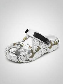 Men's Summer Camouflage Breathable Sandals, Leaf Print, EVA Soft Sole, Anti-Slip Thick Bottom, Open Toe Design, Adjustable Strap, Outdoor Beach Hiking Daily Wear, Lightweight Durable Slip-On Casual Shoes - White - View 4