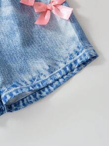 2pcs Girls Casual Butterfly Print Short Sleeve Top And Butterfly Decor Print Shorts Set, Summer - Pink - View 9