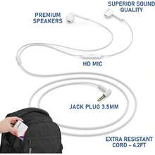 LUDOS Wired Earbuds In-Ear Headphones, 2 Years Warranty, Earphones With Microphone, Corded 3.5mm Jack Ear Buds,, Computer, Laptop,, School Students, Women, Small Ear - 白色 - 查看 11