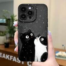 2026 nueva funda de teléfono esmerilada, funda de teléfono con estampado de pareja de gatos para  17 14 Pro Max  17 13 Pro  17 12  17 11  Galaxy S23 S22 S21 S20 funda protectora para teléfono regalo para parejas novio novia día de San Valentín regalo de cumpleaños - Negro - Ver 5