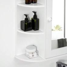 HOMCOM Bathroom Cabinet With Wall Mirror And 8 Compartments, White Multifunctional Unit 66 X 17 X 63 Cm.