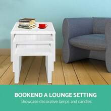 Coffee Table Set Of 3 Bedside Bed Side Sofa Nesting Tables Laptop Desk High Gloss Wooden Home Furniture Living Room Bedroom Office White Rectangular Modern Sturdy Stackable Space Saving - White - View 7