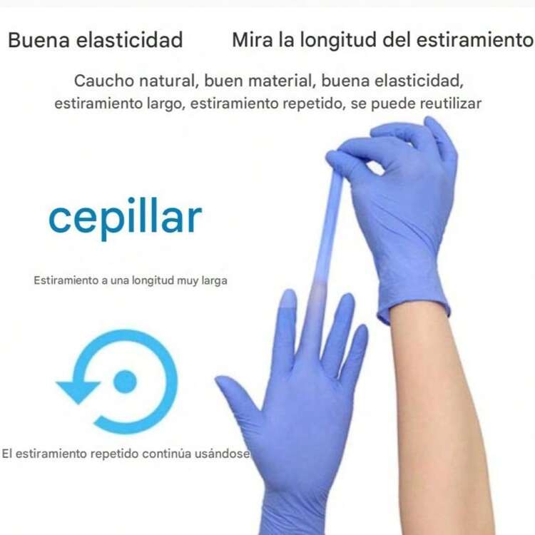 Guantes de Nitrilo en Variedad de Colores Mate, Caja con 100 Guantes - CH Azul - Añade 7