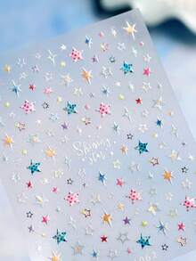 1pc Minimalist Colorful Polka Dot Star 5D Nail Art Sticker, Cute Geometric Pop Art Style Self-Adhesive Nail Decals, Perfect For Modern Fashion Nail Decoration For Women And Girls Nail Stickers - Multicolor - View 9
