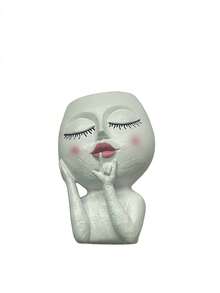 1pc Cute Face Shaped Resin Utensil Holder For Kitchen Counter, Boho Aesthetic Tableware Organizer Storage Container For Chopsticks, Spoons, Forks, Creative Decorative Kitchen Decor With Artistic Design, Functional & Stylish Organizer For Dining Table, Ideal Gift For Housewarming, Kitchen Decorations Lovers(Please Check The Size Carefully Before Purchasing.)