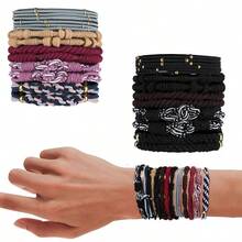 20 Pcs Boho Hair Ties Bracelets, 10 Neutral Colors No - Damage Elastic Hair Bands Ponytail Holders, Prevents Breakage Thick Hair - ban đầu - Xem 1