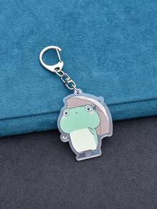 1pc Cute Cartoon Frog Keychain, Creative Design Pendant, Student Backpack Accessory, Gift, Key Chain - Green - View 10