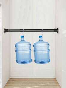 1pc Adjustable Stainless Steel Closet Rod, Extendable Bathroom Towel Bar, Drying Rack, Curtain Rod, Wardrobe Hanging Rod, Retractable Shower Curtain Rod, Balcony Support - No Drilling Required, Suitable For Curtains, Doors And Clothing