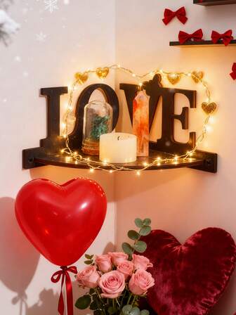 1 st enkel väggmonterad flytande hylla/hyllor i form av en fjäril i form av en kärleksbokstav, rumsdekorationsställ, gör-det-själv-montering för alla hjärtans dag, festväggdekor, vardagsrum, sovrum, displayhylla för små föremål