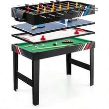 4 In 1 Multi Game Table, 49" Combo Game Table With Foosball Table, Pool Billiards, Air Hockey & Table Tennis For Adults Family Game Room - Default - View 8