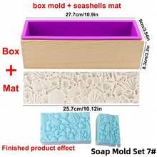 Artistic Silicone Soap Mold Set With Wooden Box & Floral Flower Embossing Mat, Flexible Rectangle, Sea Shell & Starfish Silicone Mold DIY Crafting For Soap And Resin, 42oz Capacity - Multicolor - View 18