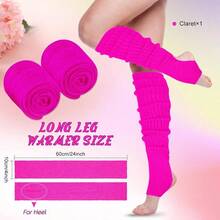 Long Leg Warmers Women 24 Inch Over Knee Knit Ribbed Leg Warmer Stirrup Yoga 80s Party Dance Ballet Supply - 均碼 + 玫瑰紅 + 1 - 查看 4