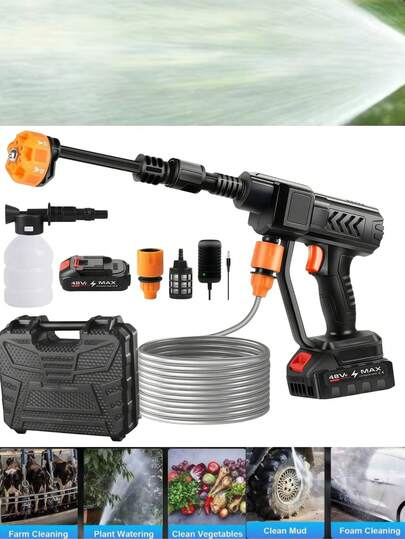 Cordless Electric Car Wash Water Gun, Rechargeable, Lithium Battery Powered, Wireless High Pressure Car Washer, Cleaning Gun, Home Car Wash Water Gun, High Pressure Water Gun, For Car Washing, Floor Cleaning, Watering Plants