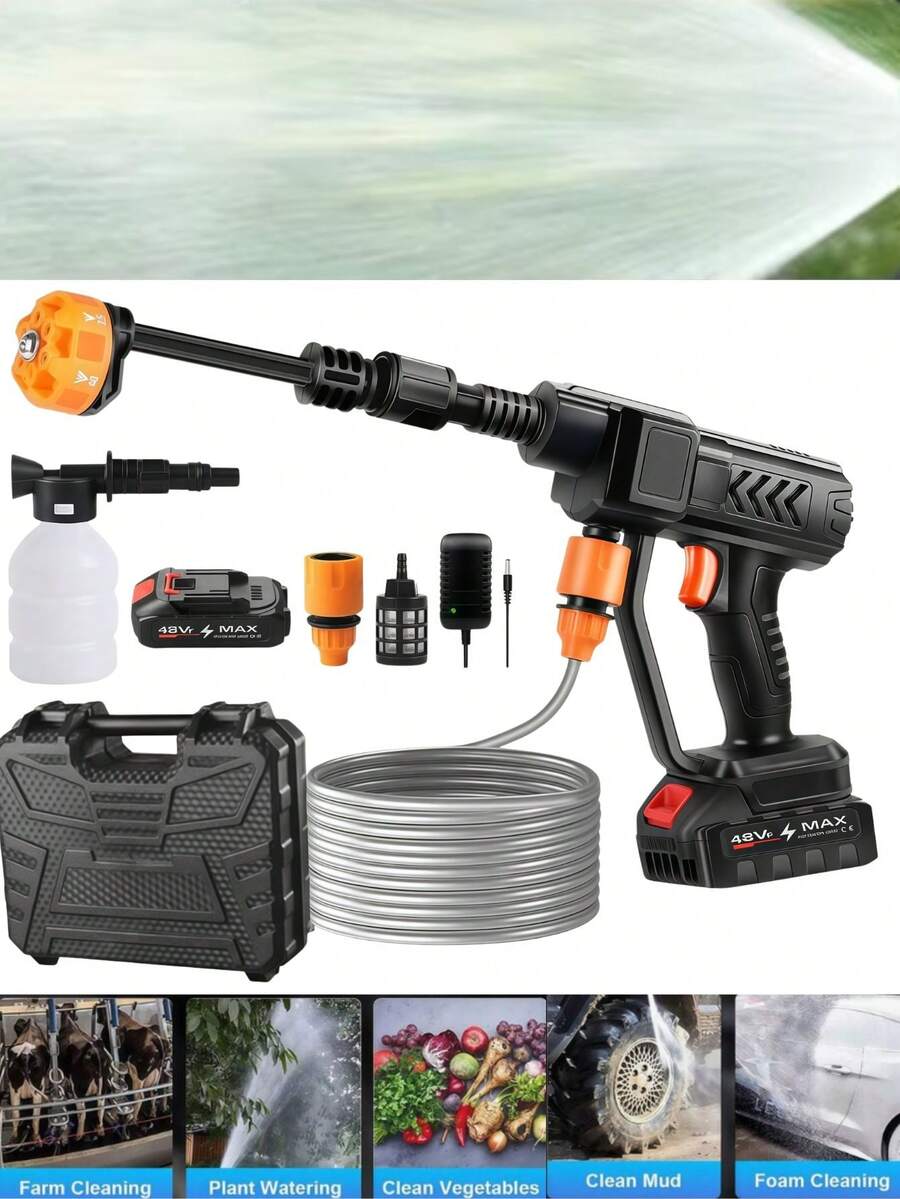 Cordless Electric Car Wash Water Gun, Rechargeable, Lithium Battery Powered, Wireless High Pressure Car Washer, Cleaning Gun, Home Car Wash Water Gun, High Pressure Water Gun, For Car Washing, Floor Cleaning, Watering Plants