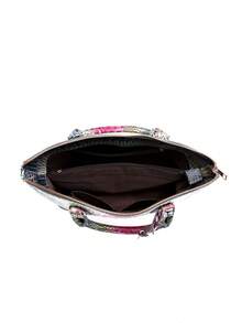 Luxurious Crocodile Pattern Cross-Body Top-Handle Bag - High-End Fashion Handbag For Women's Work And Daily Use - Premium Quality, Stylish Design, Multiple Pockets, Adjustable Strap - Hoa hồng + Xanh dương - Xem 7