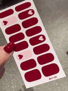 2 miếng dán móng tay màu hồng chủ đề Ngày Valentine, họa tiết trái tim và môi - Miếng dán móng tay tự dính kiểu Pháp, tự làm móng phủ toàn bộ móng, phù hợp cho phụ nữ và bé gái tự làm móng tại nhà. - Nhiều màu - Xem 10